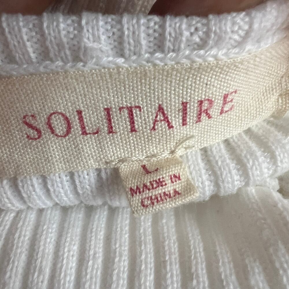 Solitaire White Cable Knit Mock Neck Sweater Pullover Women’s Large - Picture 4 of 10